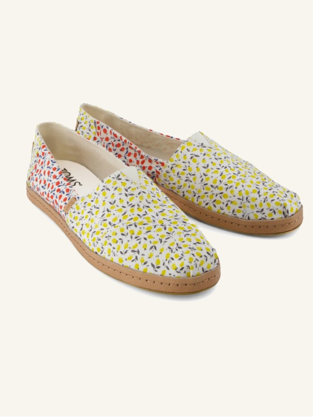 NWT- TOMS Alpargata Leather Wrap Yellow Multi Liberty Print